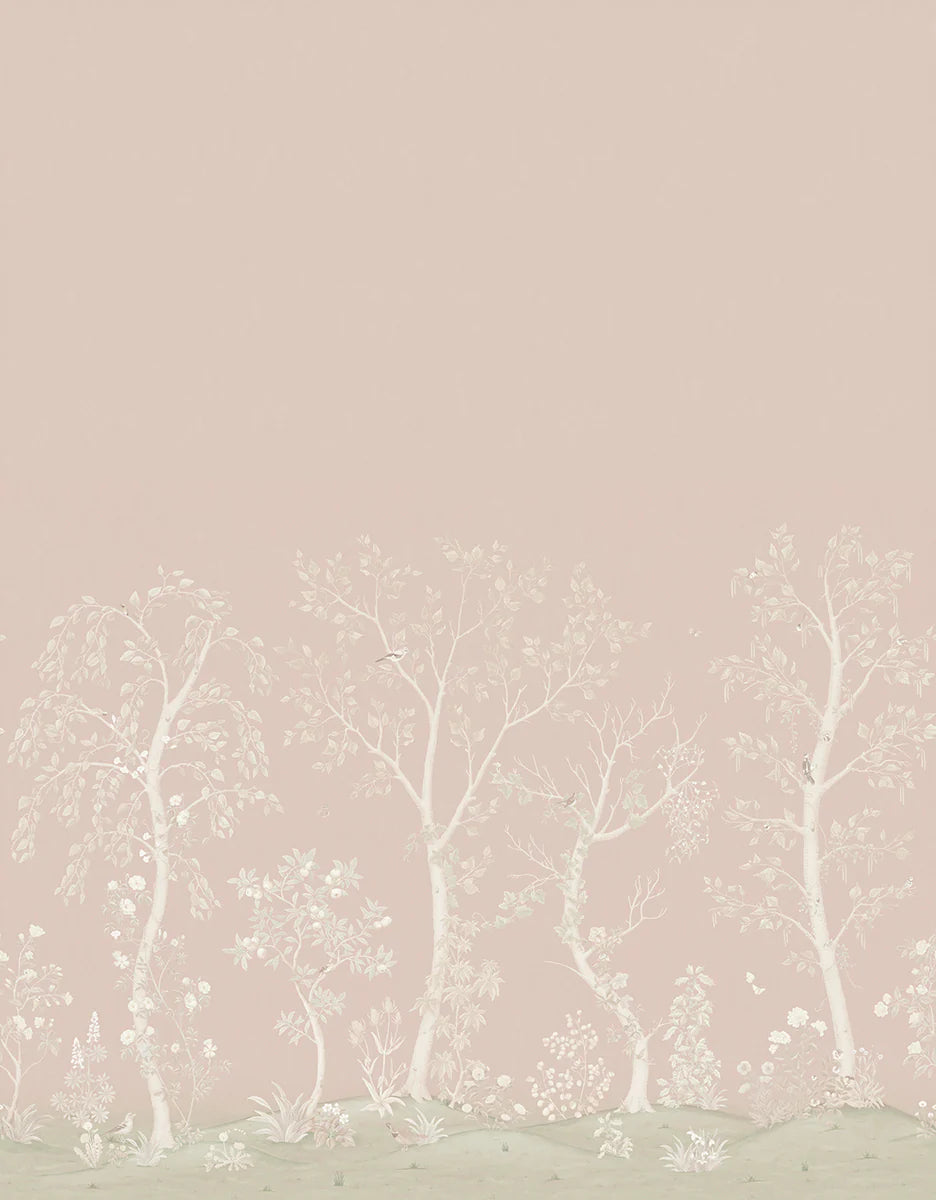 Cole & Son Seasonal Woods Silk Wallpaper | Rose Quartz | 120/6022S