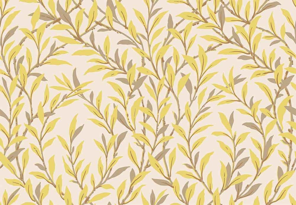 Willow Branch Citrine & Mocha on Stone Wallpaper