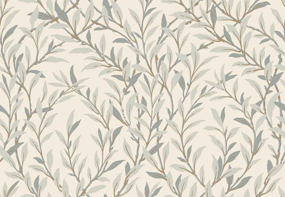 Willow Branch Pebble on Cream Wallpaper