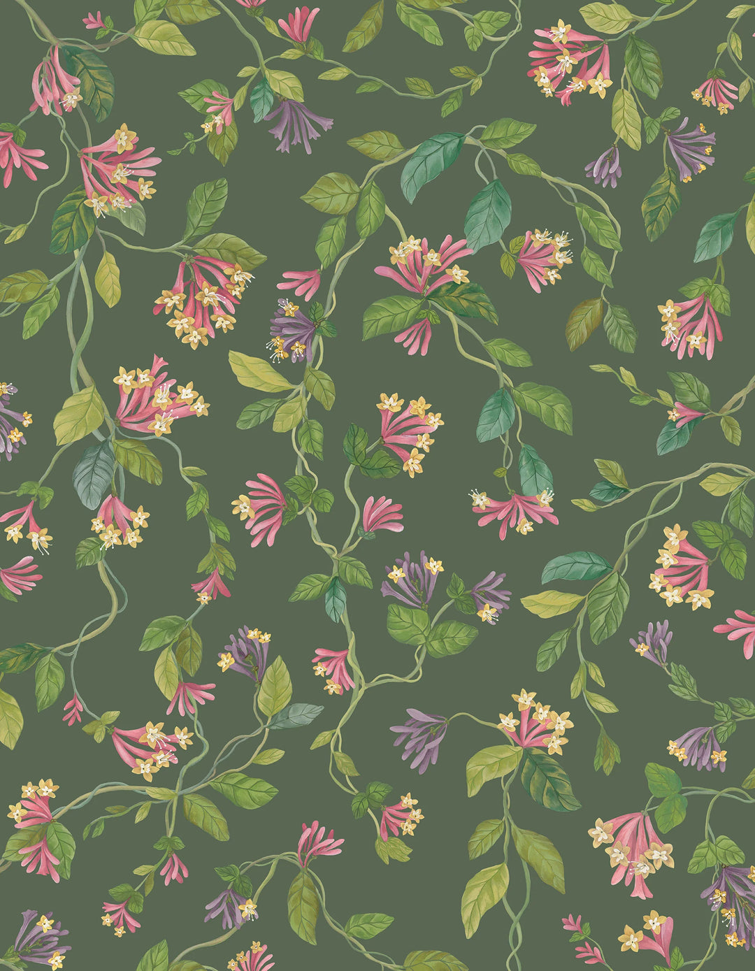 Flora Fuchsia on Racing Green Wallpaper