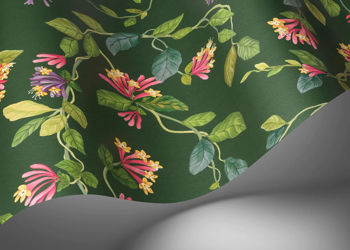 Flora Fuchsia on Racing Green Wallpaper