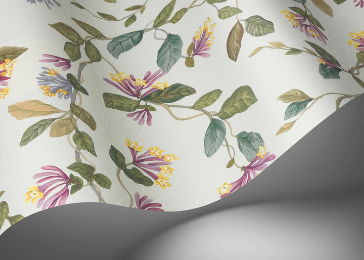 Flora Multi, Old Olive on Eau de Nil Wallpaper