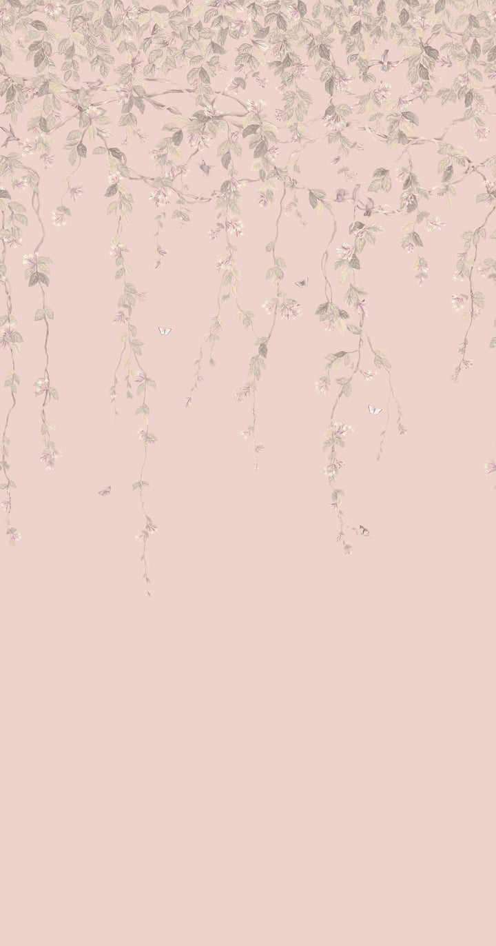 Hummingbirds Flora Stone on Rose Quartz Wallpaper