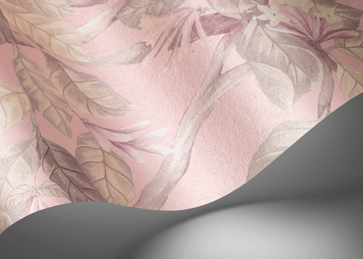 Hummingbirds Flora Stone on Rose Quartz Wallpaper