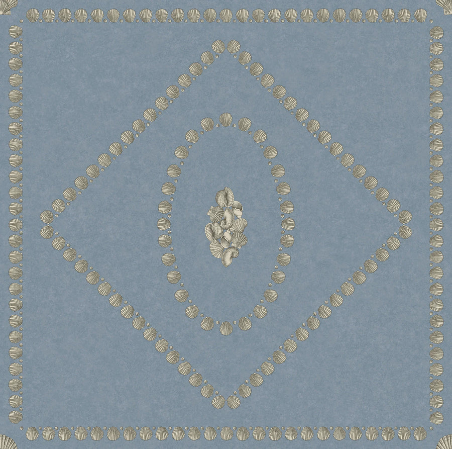 Cole & Son Conchiglie Wallpaper | Gilder on Denim | 123/5022