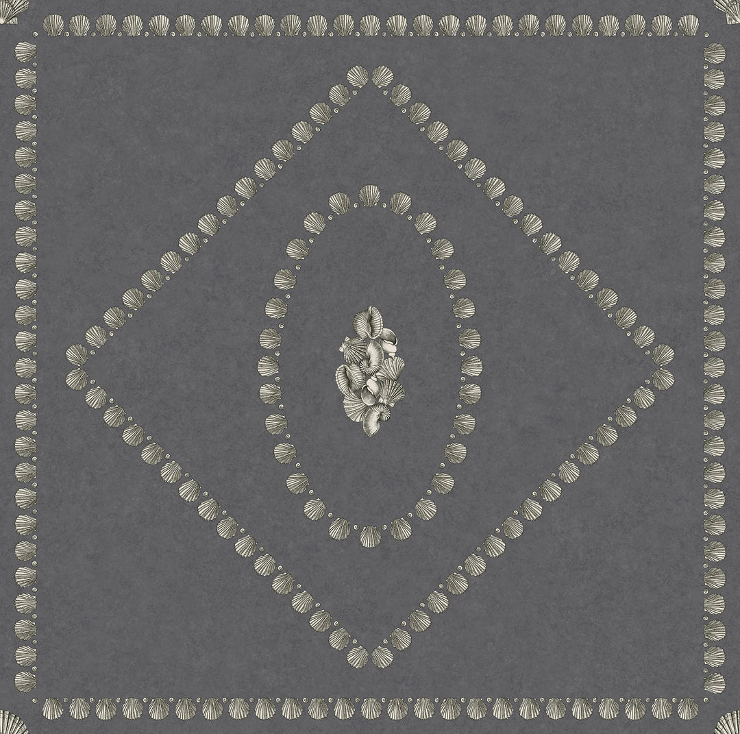 Cole & Son Conchiglie Wallpaper | Soft Gold on Charcoal | 123/5023