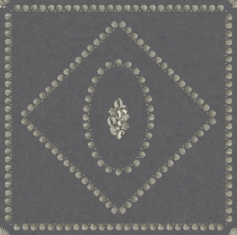 Cole & Son Conchiglie Wallpaper | Soft Gold on Charcoal | 123/5023