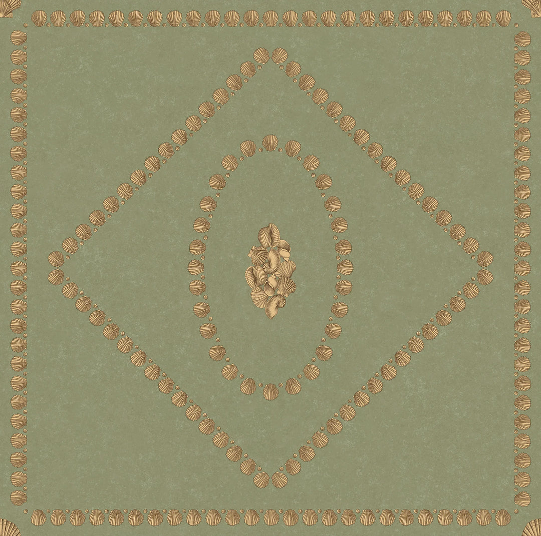 Cole & Son Conchiglie Wallpaper | Antique Gold on Ivy | 123/5026