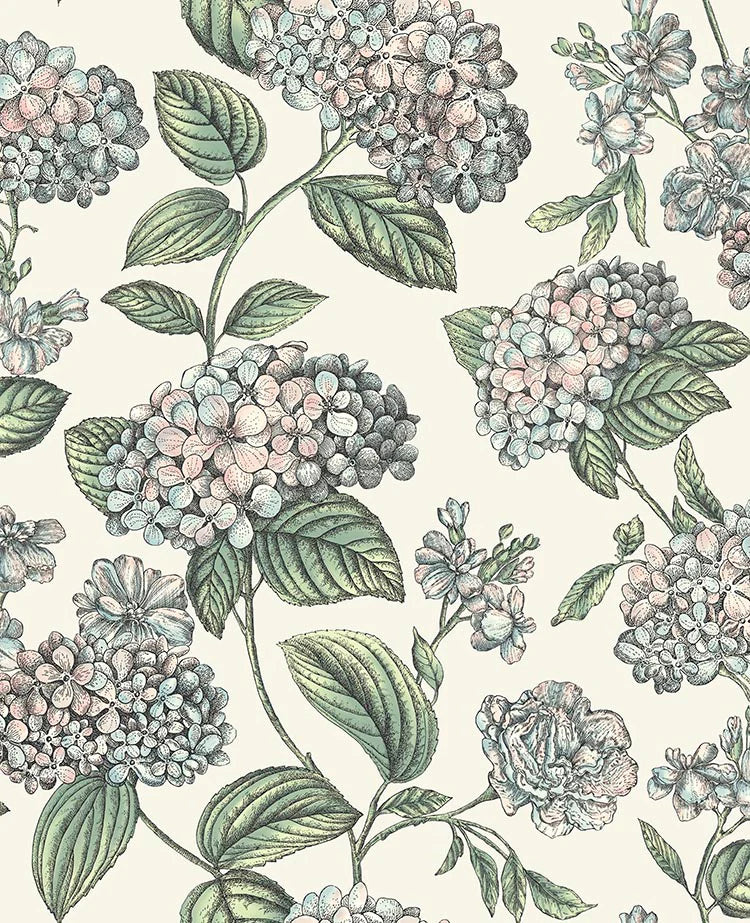 Cole & Son Ramo di Ortensia Wallpaper | Pastel on Stone | 123/8039