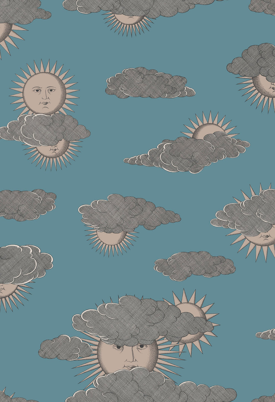 Cole & Son Soli e Nuvole Wallpaper | Teal & Rose Gold | 123/2010