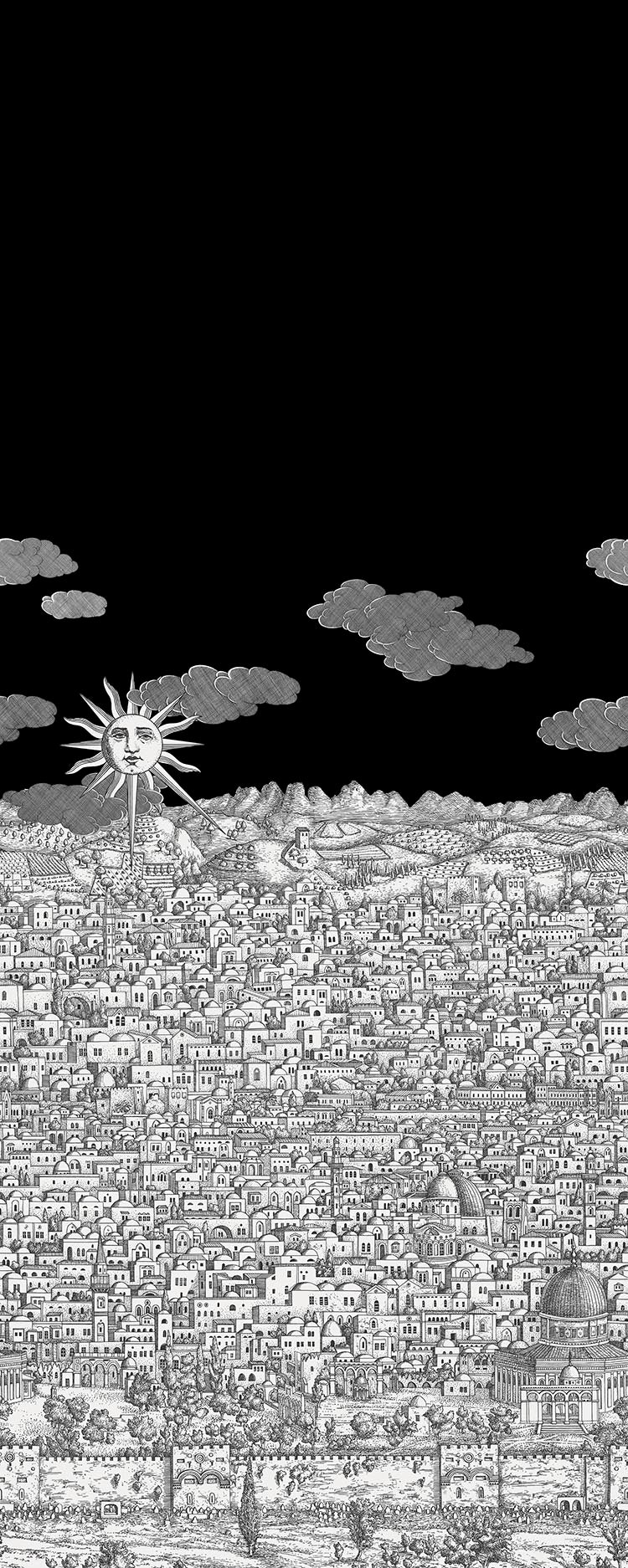 Cole & Son Vista Mediterranea Wallpaper | Charcoal Sky | 123/3012