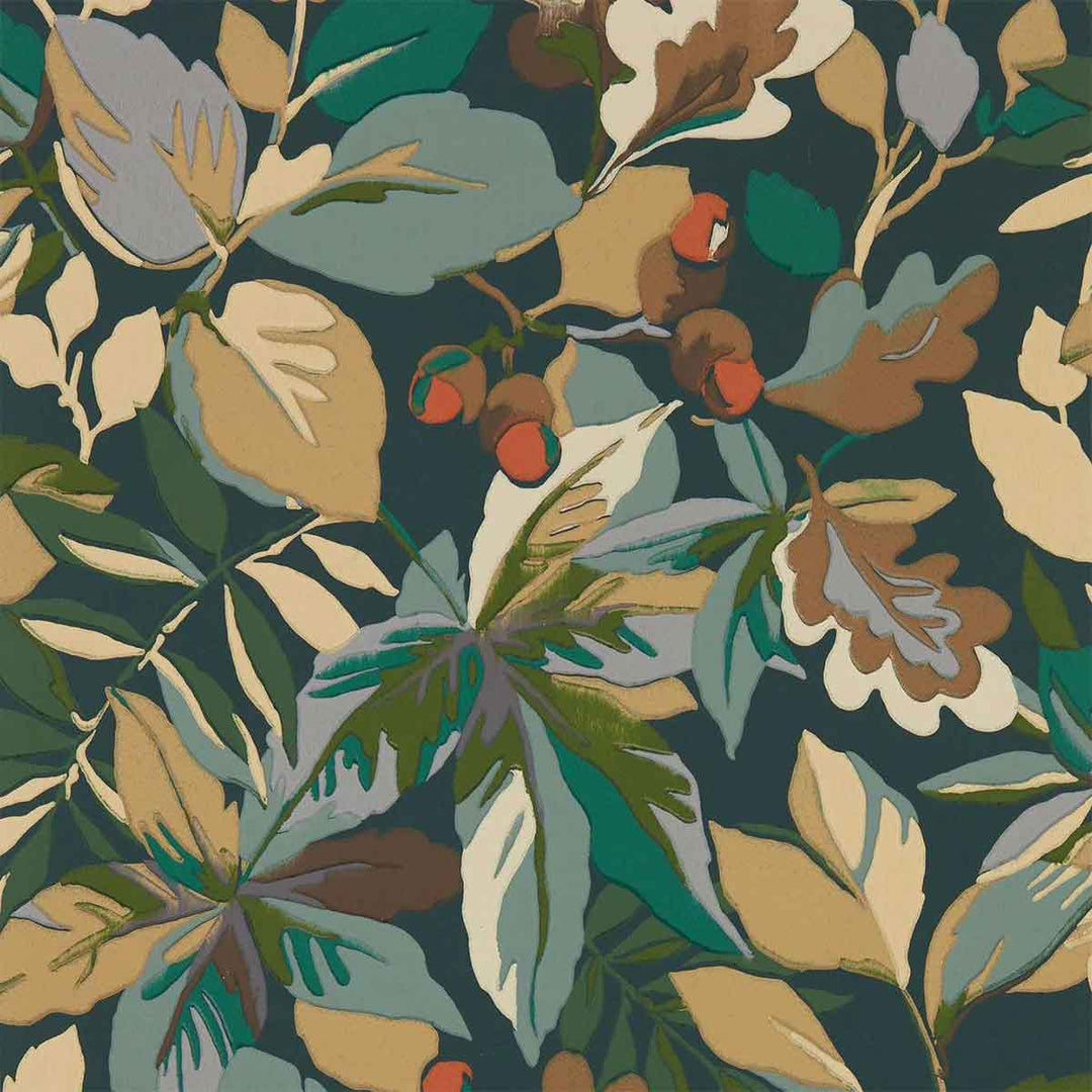 Robins Wood Forest Green & Sap Green Wallpaper
