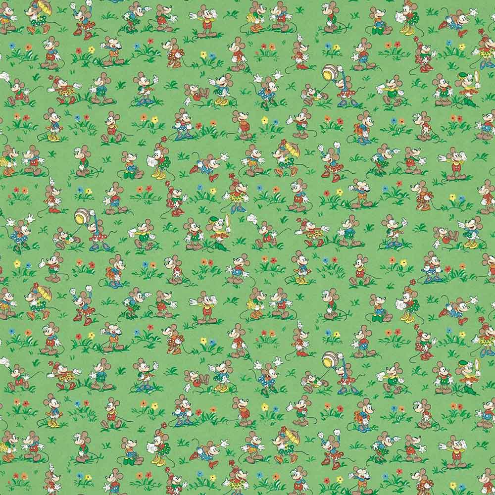 Mickey & Minnie Gumball Green Wallpaper
