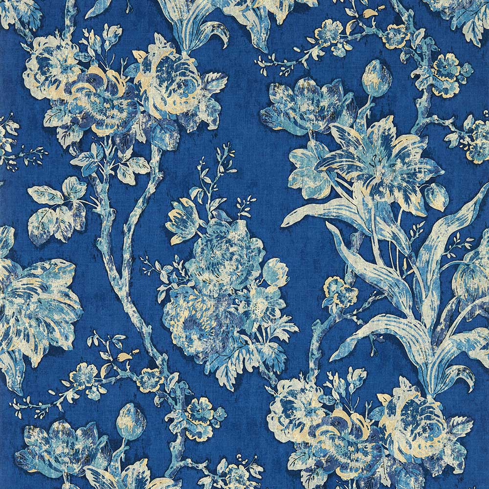 Sanderson Fringed Tulip Toile Wallpaper | Smalt | 217323