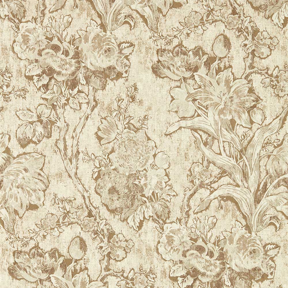 Sanderson Fringed Tulip Toile Wallpaper | Jute | 217325