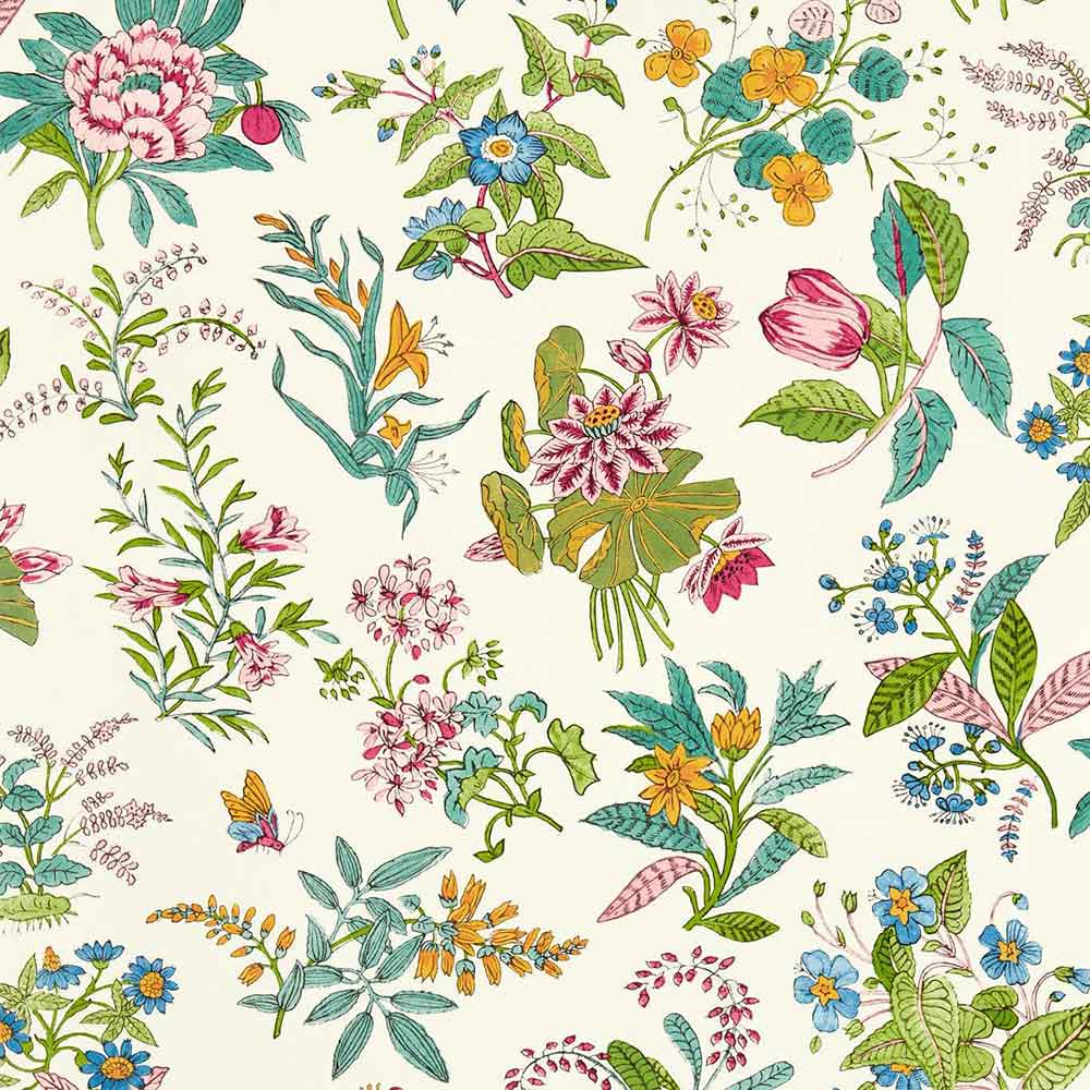 Woodland Floral Peridot, Ruby & Pearl Wallpaper