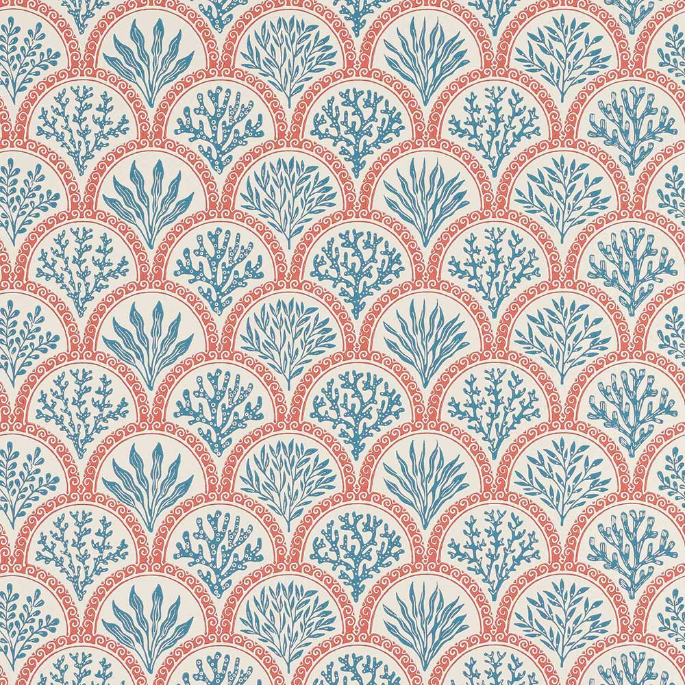 Coralli Red & Indigo Wallpaper