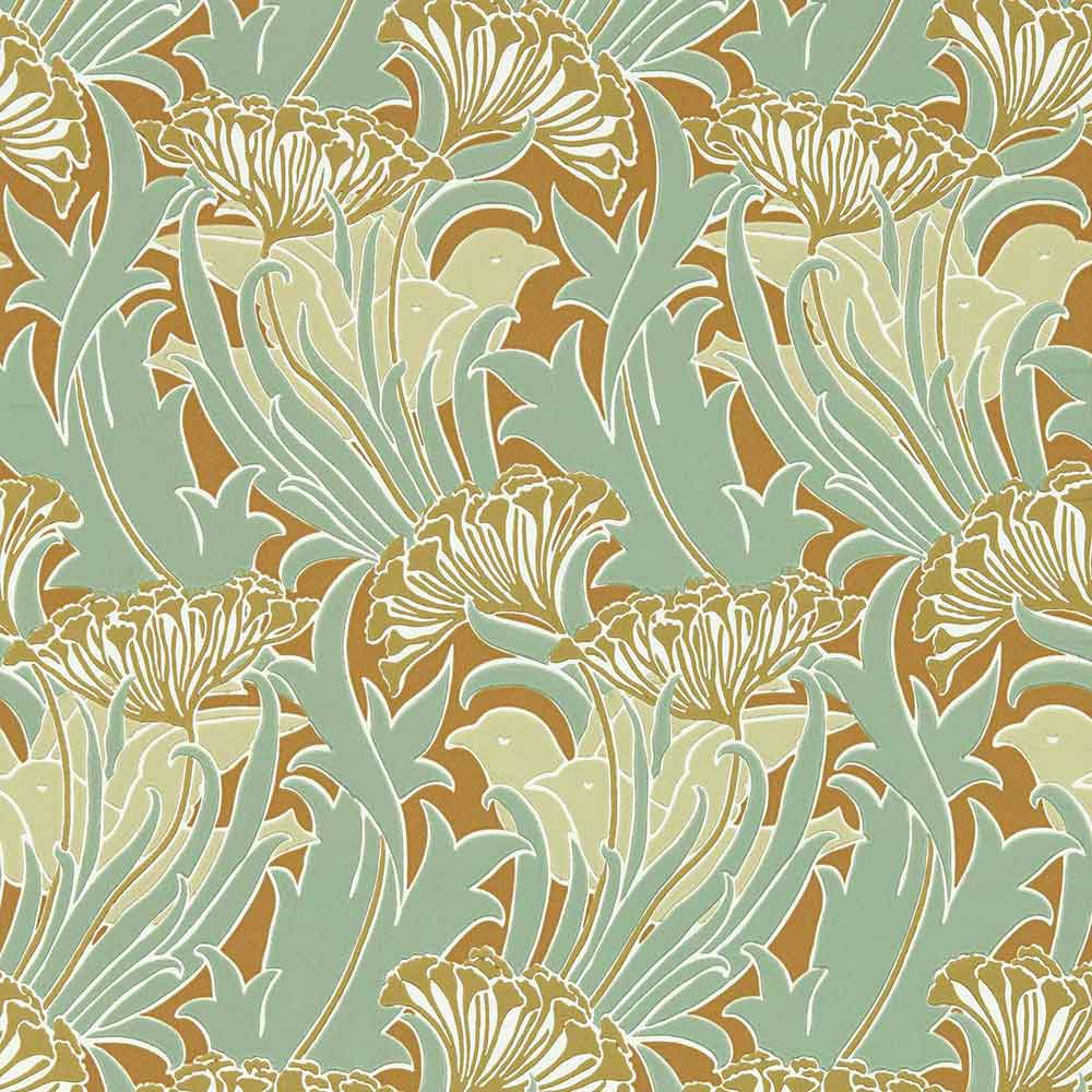 Laceflower Tobacco & Pistachio Wallpaper