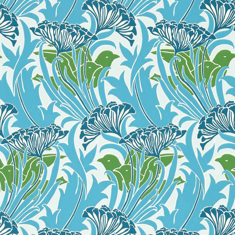 Laceflower Garden Green & Lagoon Wallpaper