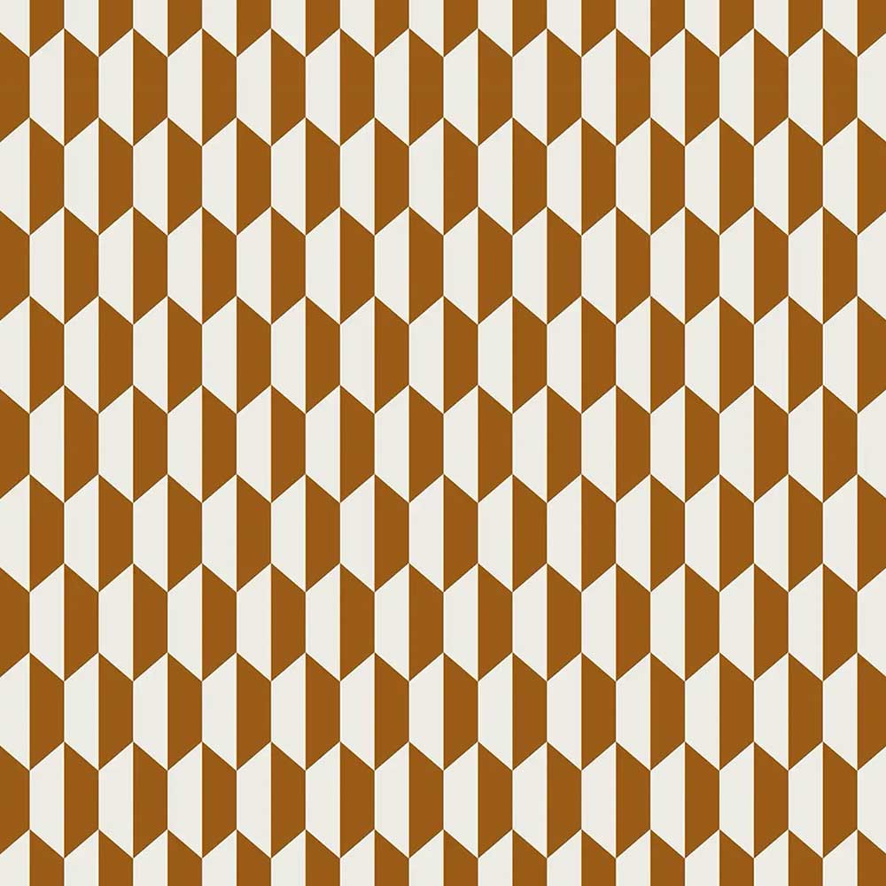 Cole & Son Tile Jaquard Fabric | Dark Ginger & Cream | F111/9035