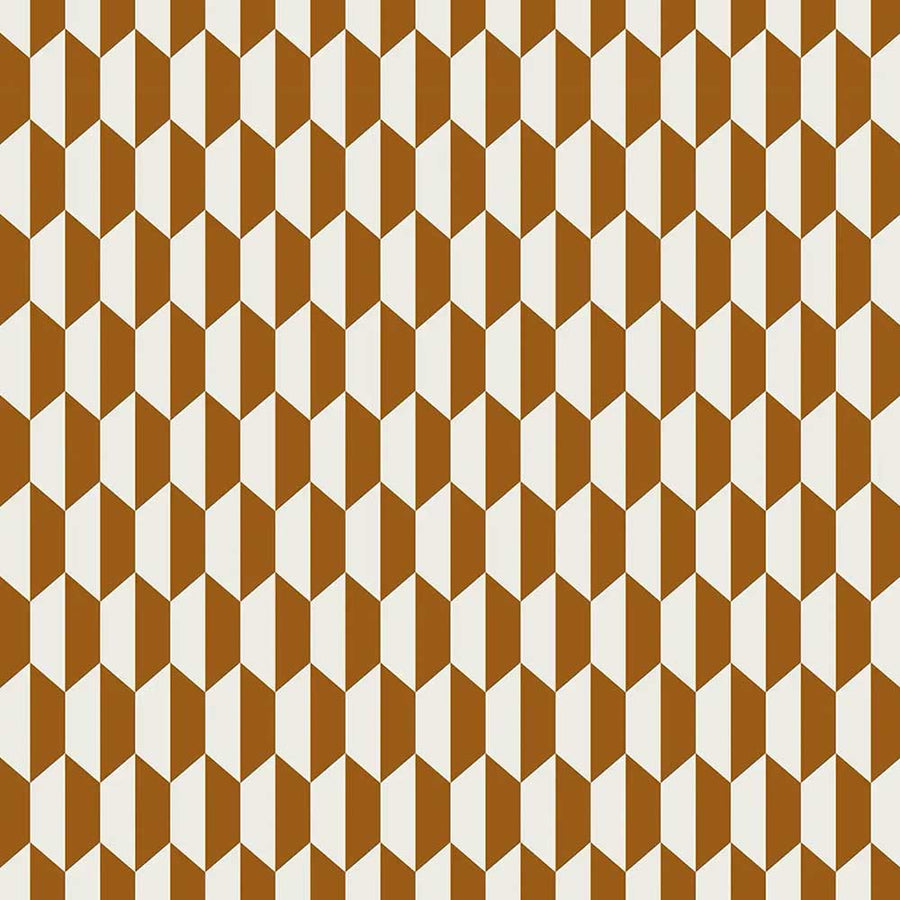 Cole & Son Tile Jaquard Fabric | Dark Ginger & Cream | F111/9035