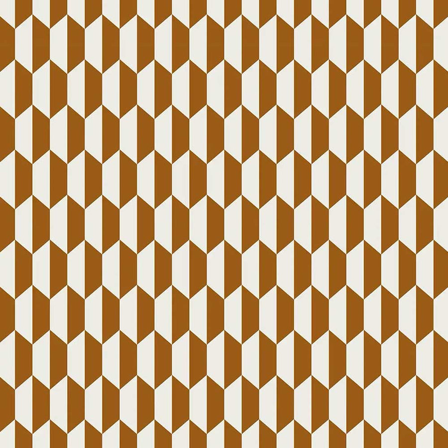 Cole & Son Tile Jaquard Fabric | Dark Ginger & Cream | F111/9035