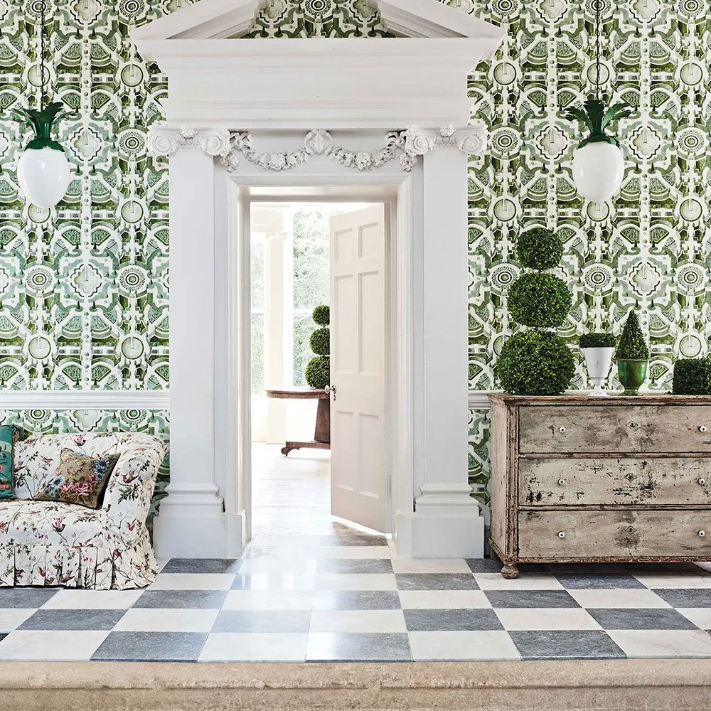 Topiary Olive Green Wallpaper