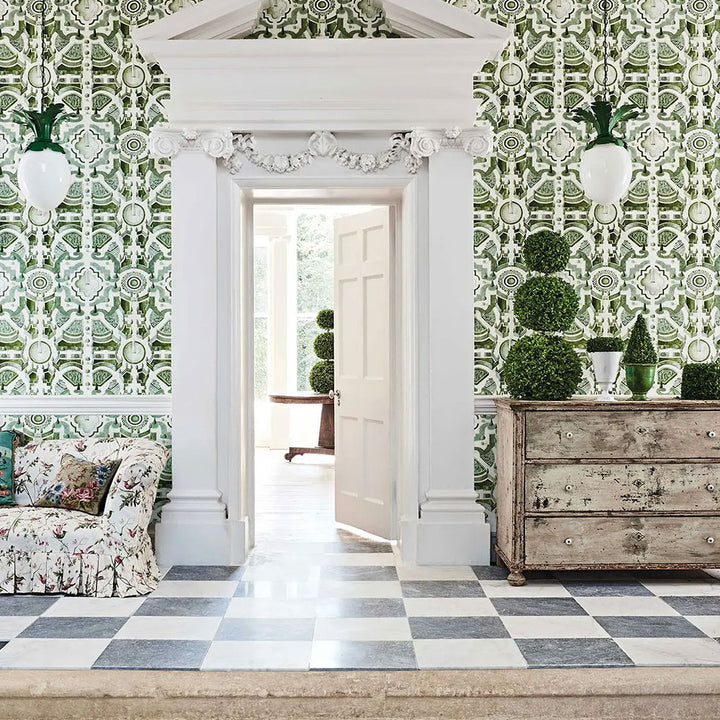 Topiary Olive Green Wallpaper