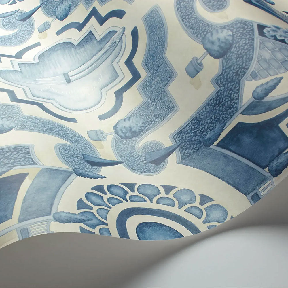 Topiary China Blue Wallpaper