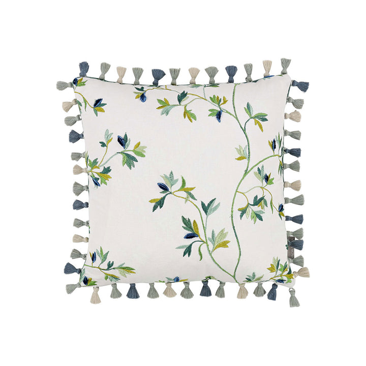 Villa Nova Aurea Cushion | Eden | VNC3556/05 | A feature cushion from the Abloom Collection. Cushion Displayed in full to highlight the green tone floral print cushion.