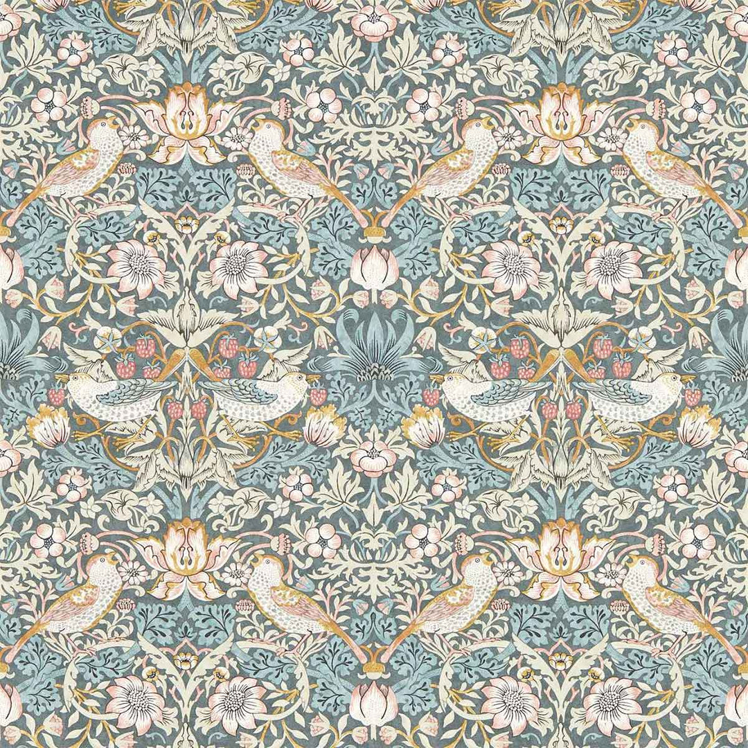 Strawberry Thief Slate & Blush Wallpaper