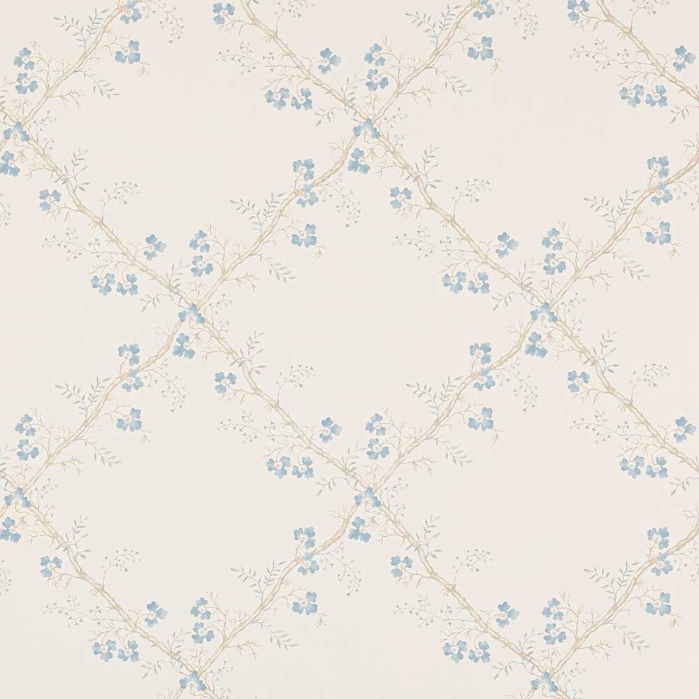 Trefoil Trellis Blue Wallpaper