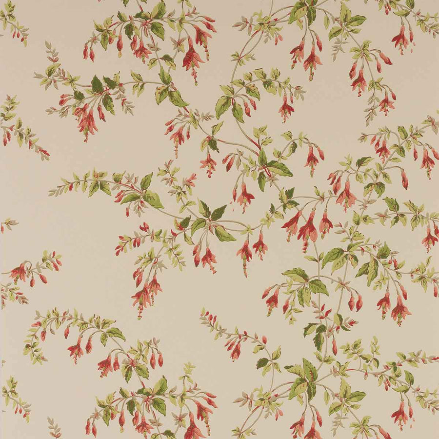 Colefax & Fowler Fuchsia Wallpaper | Tomato & Green | W7018-06
