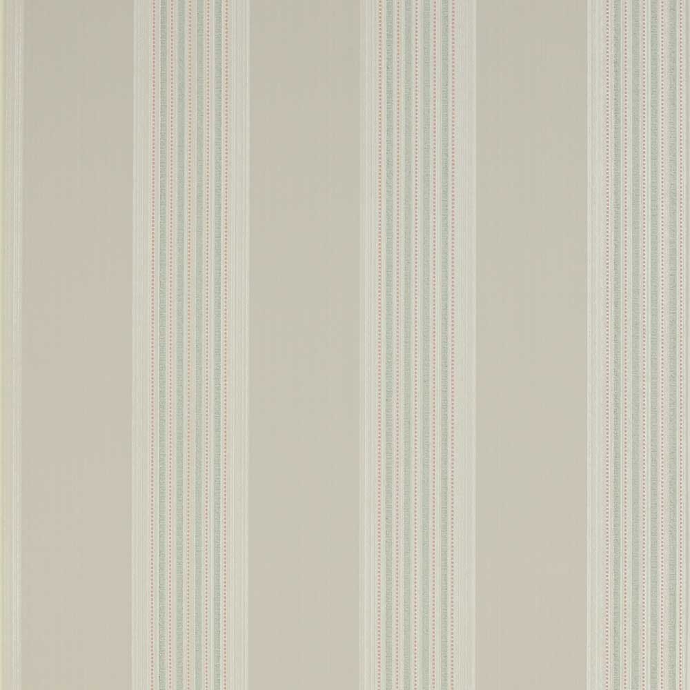 Colefax & Fowler Tealby Stripe Wallpaper | Stone & Aqua | 7991/07