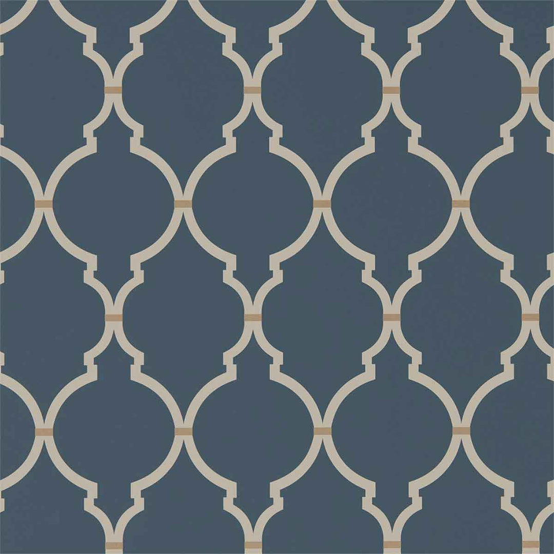 Empire Trellis Indigo & Linen Wallpaper by Sanderson - 216338 | Modern 2 Interiors