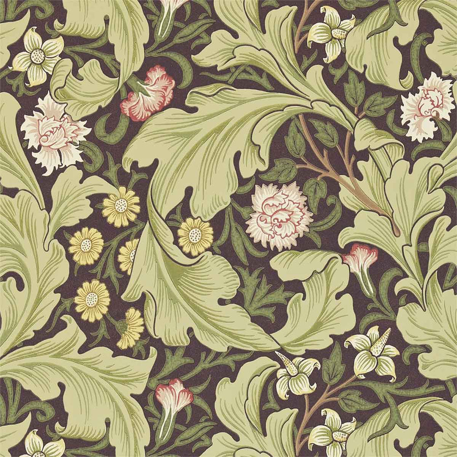 Morris And Co Leicester Wallpaper - Chocolate & Olive - 212542 | Modern 2 Interiors