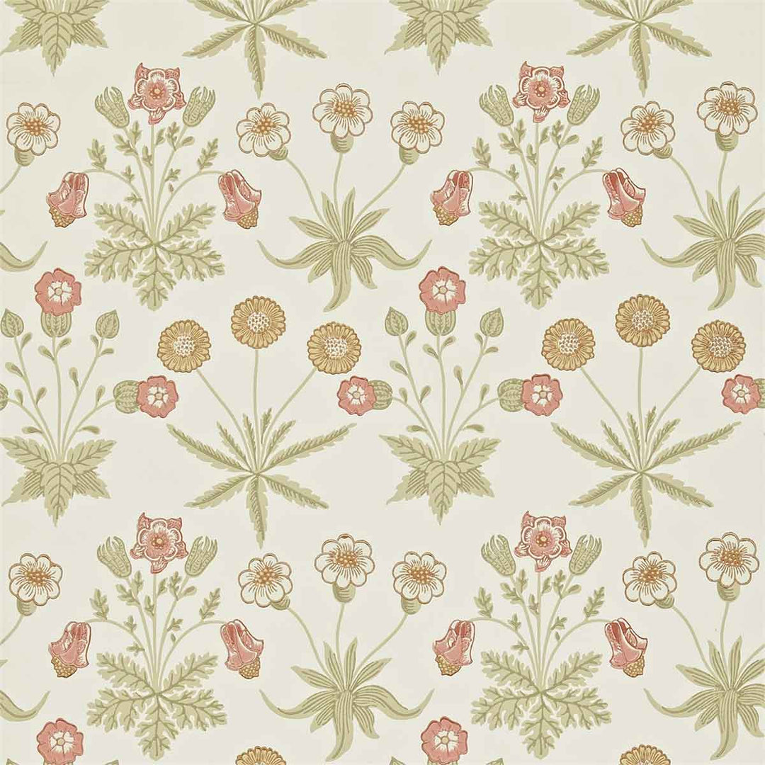 Morris And Co Daisy Wallpaper - Coral & Manilla - 212560 | Modern 2 Interiors