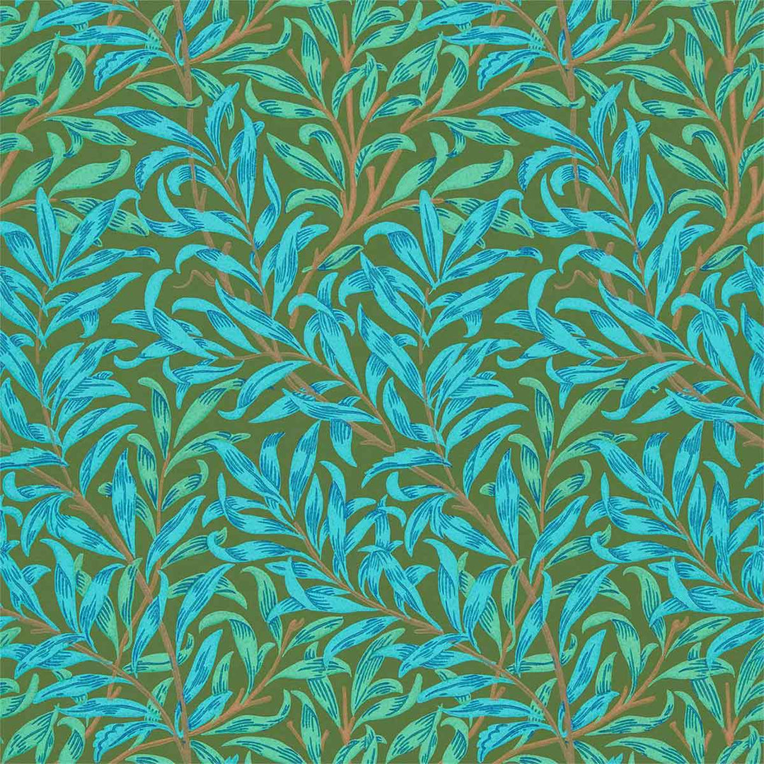 Morris And Co Willow Bough Wallpaper - Olive & Turquoise - 216952 | Modern 2 Interiors