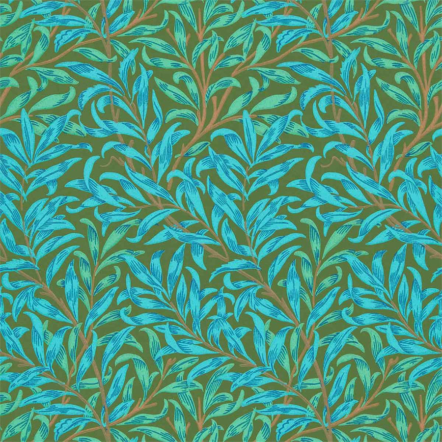 Morris And Co Willow Bough Wallpaper - Olive & Turquoise - 216952 | Modern 2 Interiors