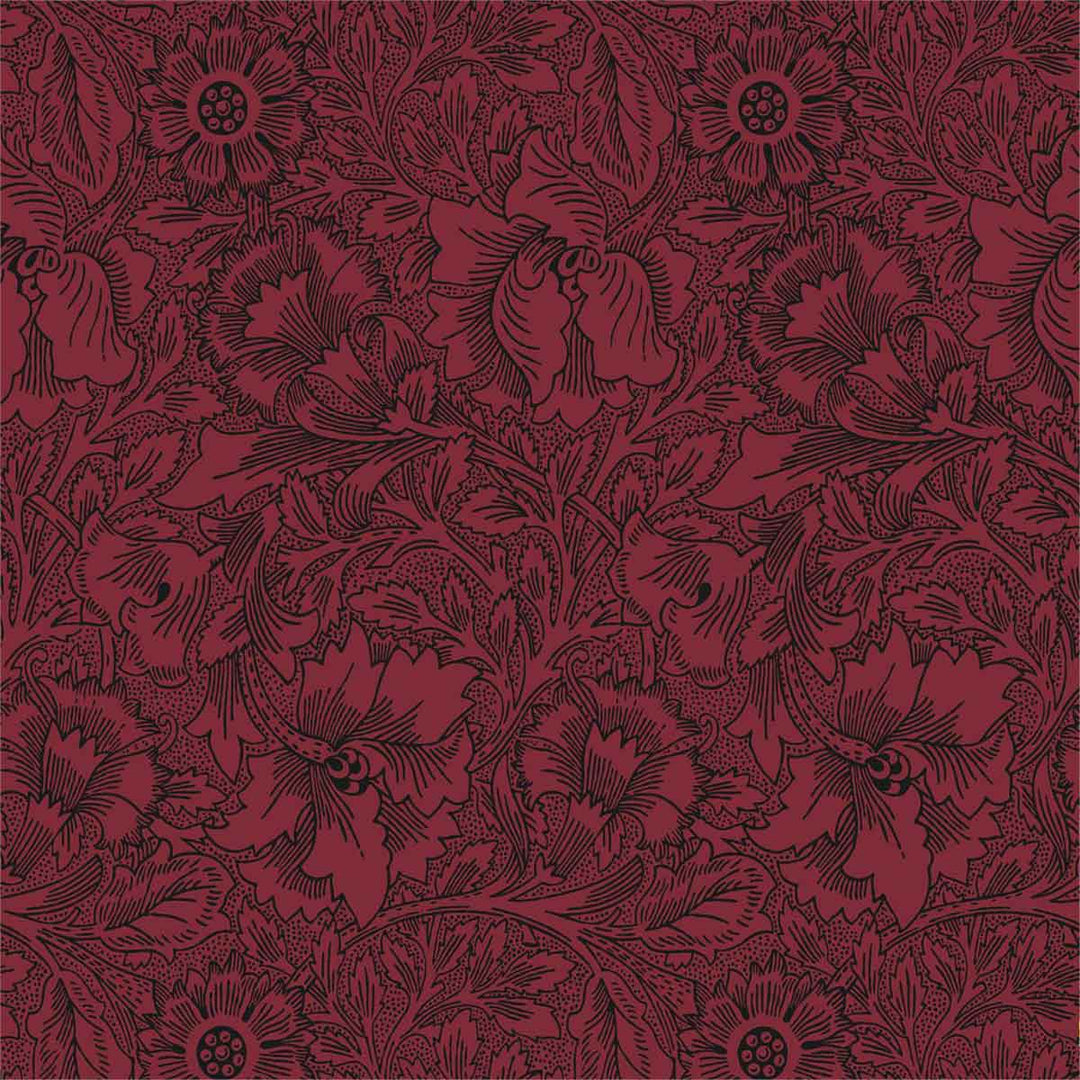 Morris And Co Poppy Wallpaper - Claret - 216956 | Modern 2 Interiors