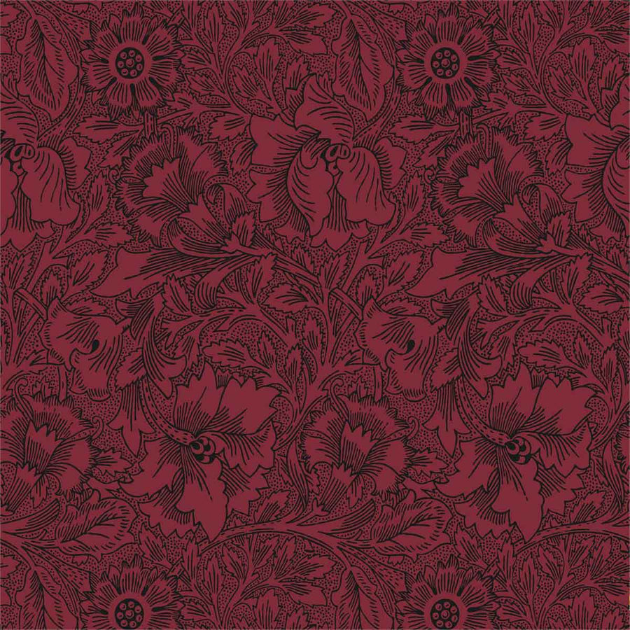 Morris And Co Poppy Wallpaper - Claret - 216956 | Modern 2 Interiors
