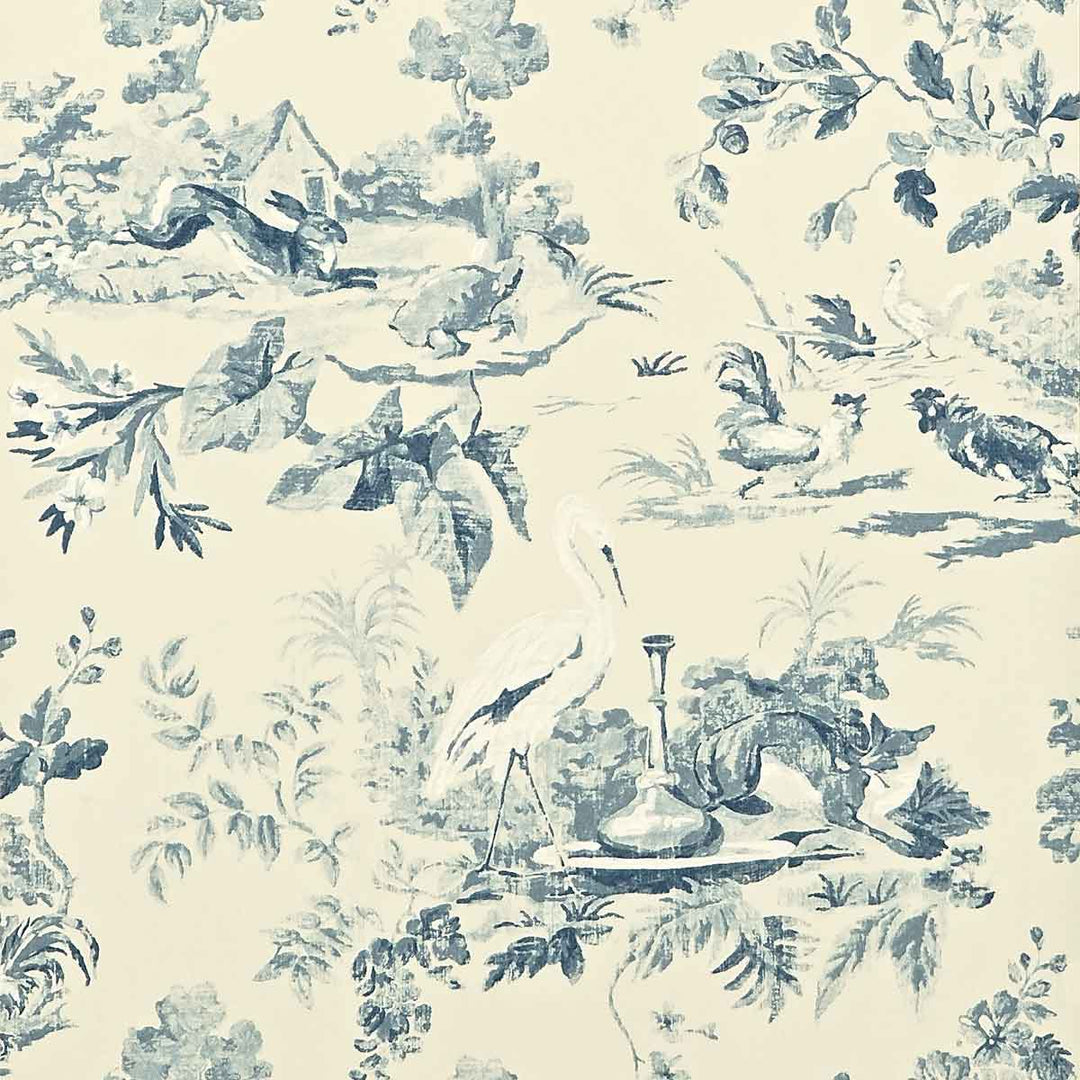 Aesops Fables Blue Wallpaper by Sanderson - DCAVAE103 | Modern 2 Interiors