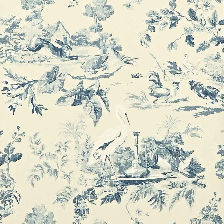Aesops Fables Blue Wallpaper by Sanderson - DCAVAE103 | Modern 2 Interiors