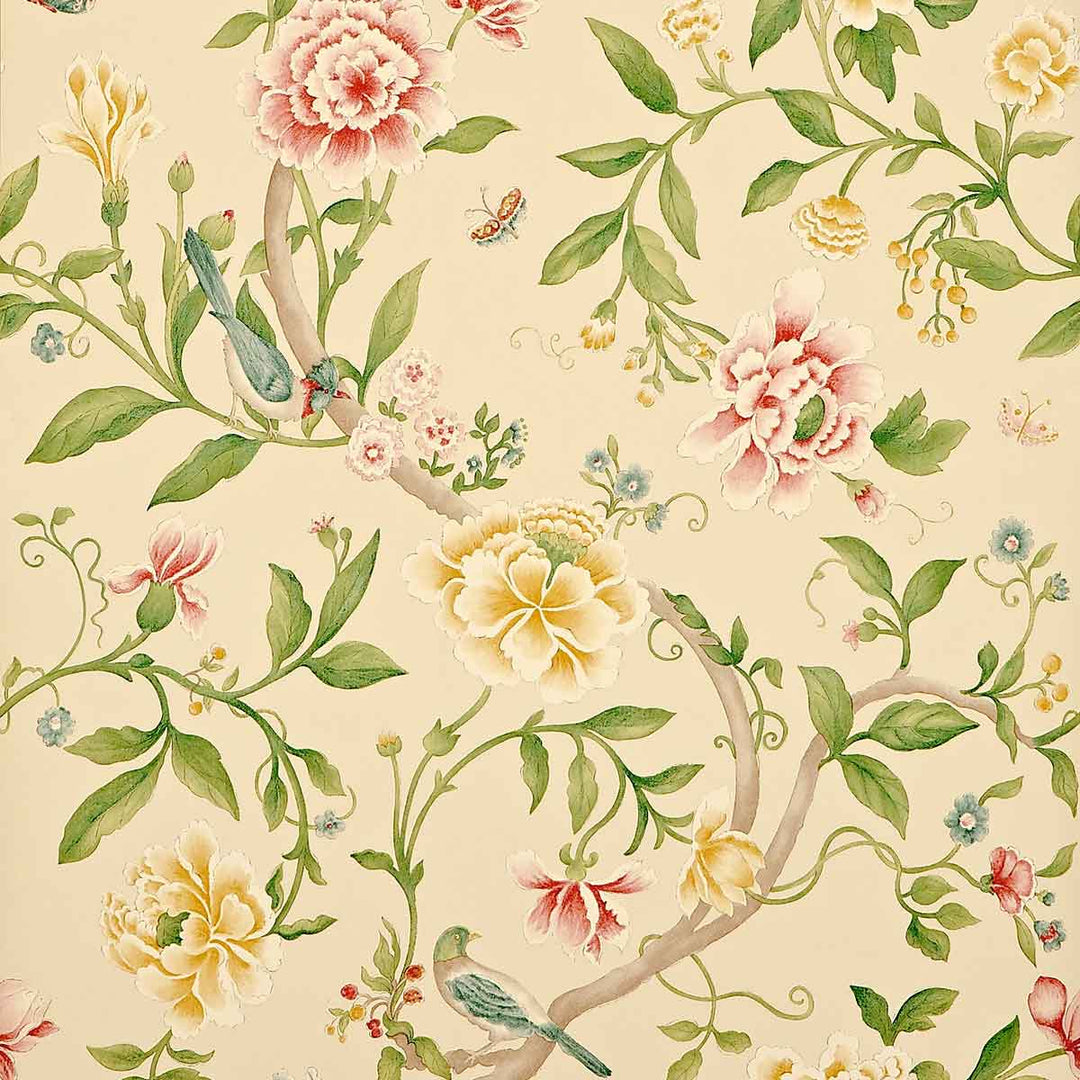 Porcelain Garden Red & Beige Wallpaper by Sanderson - DCAVPO104 | Modern 2 Interiors