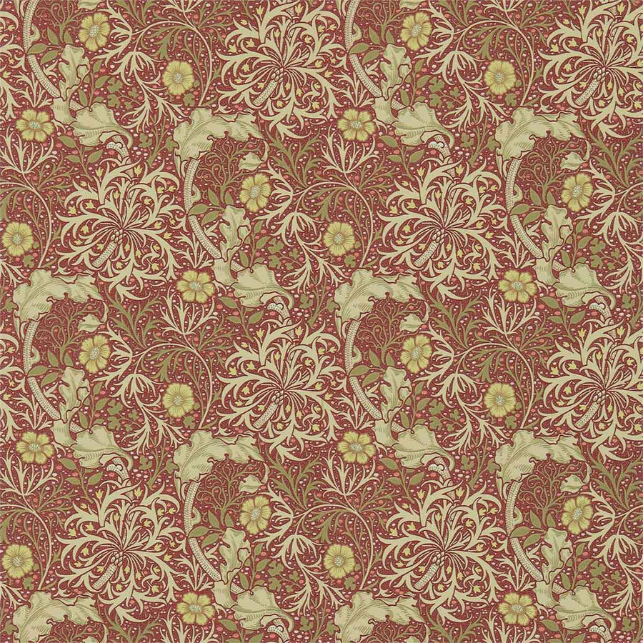 Morris And Co Morris Seaweed Wallpaper - Red & Gold - 216846 | Modern 2 Interiors