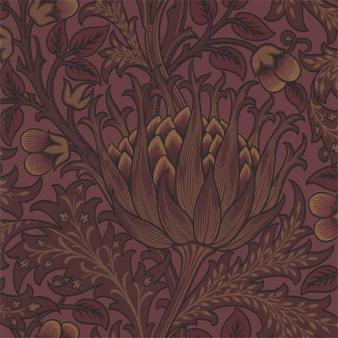 Morris And Co Artichoke Wallpaper - Wine - 216850 | Modern 2 Interiors
