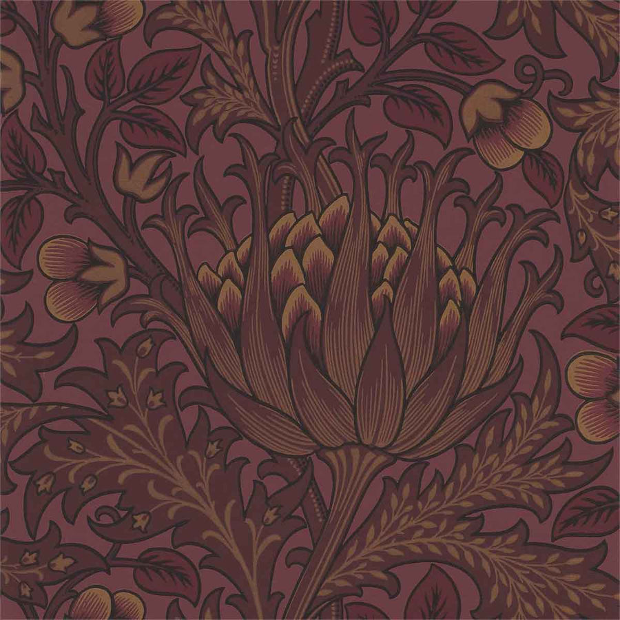 Morris And Co Artichoke Wallpaper - Wine - 216850 | Modern 2 Interiors
