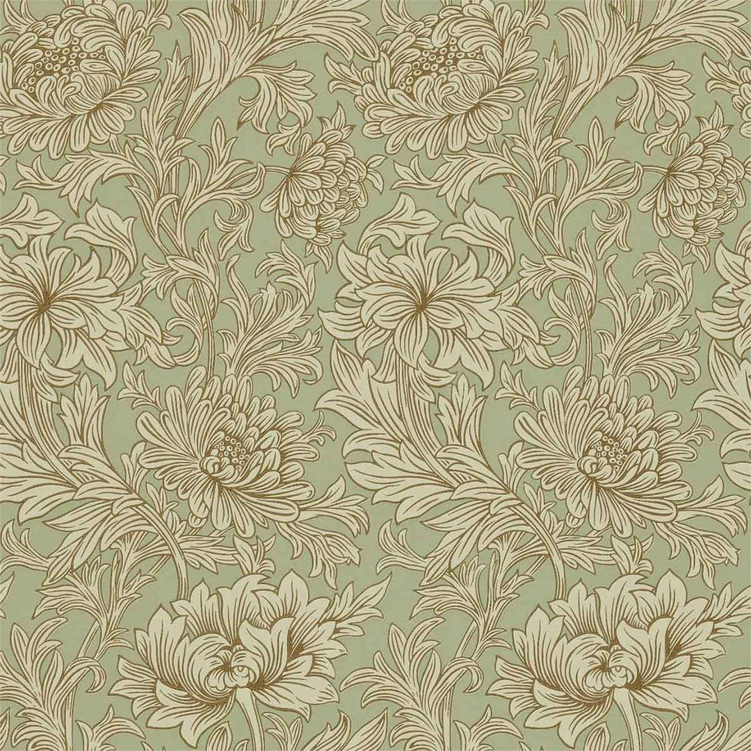 Morris And Co Chrysathemum Wallpaper - Eggshell & Gold - 216861 | Modern 2 Interiors
