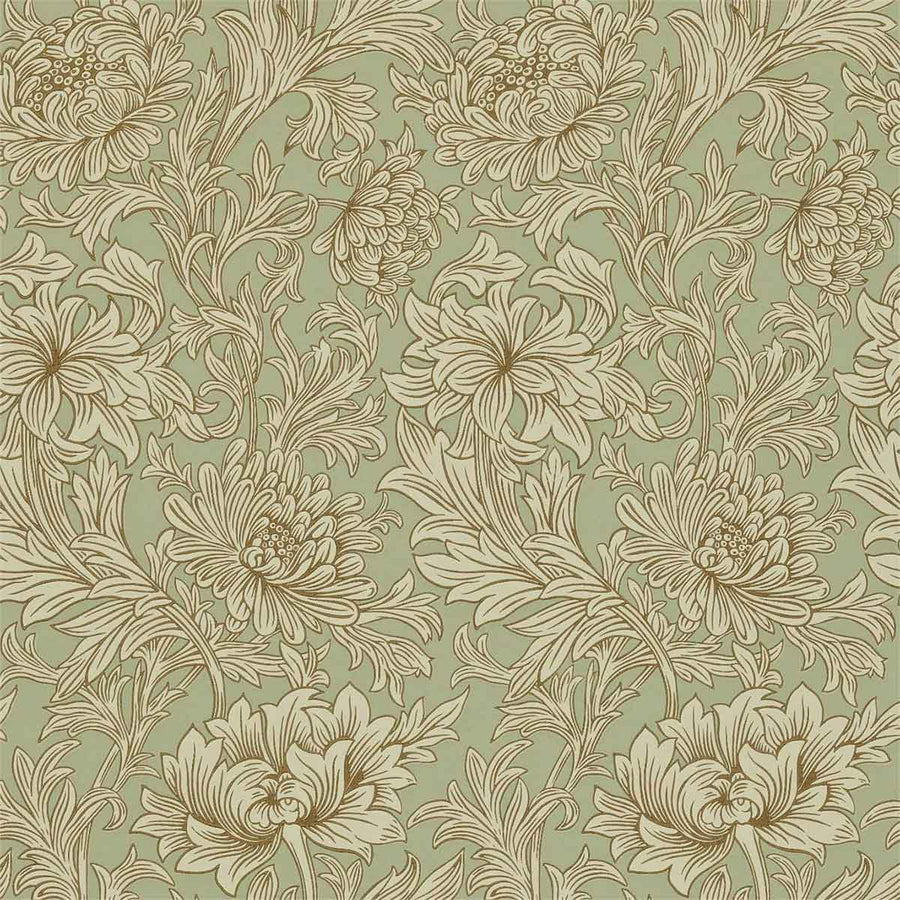 Morris And Co Chrysathemum Wallpaper - Eggshell & Gold - 216861 | Modern 2 Interiors