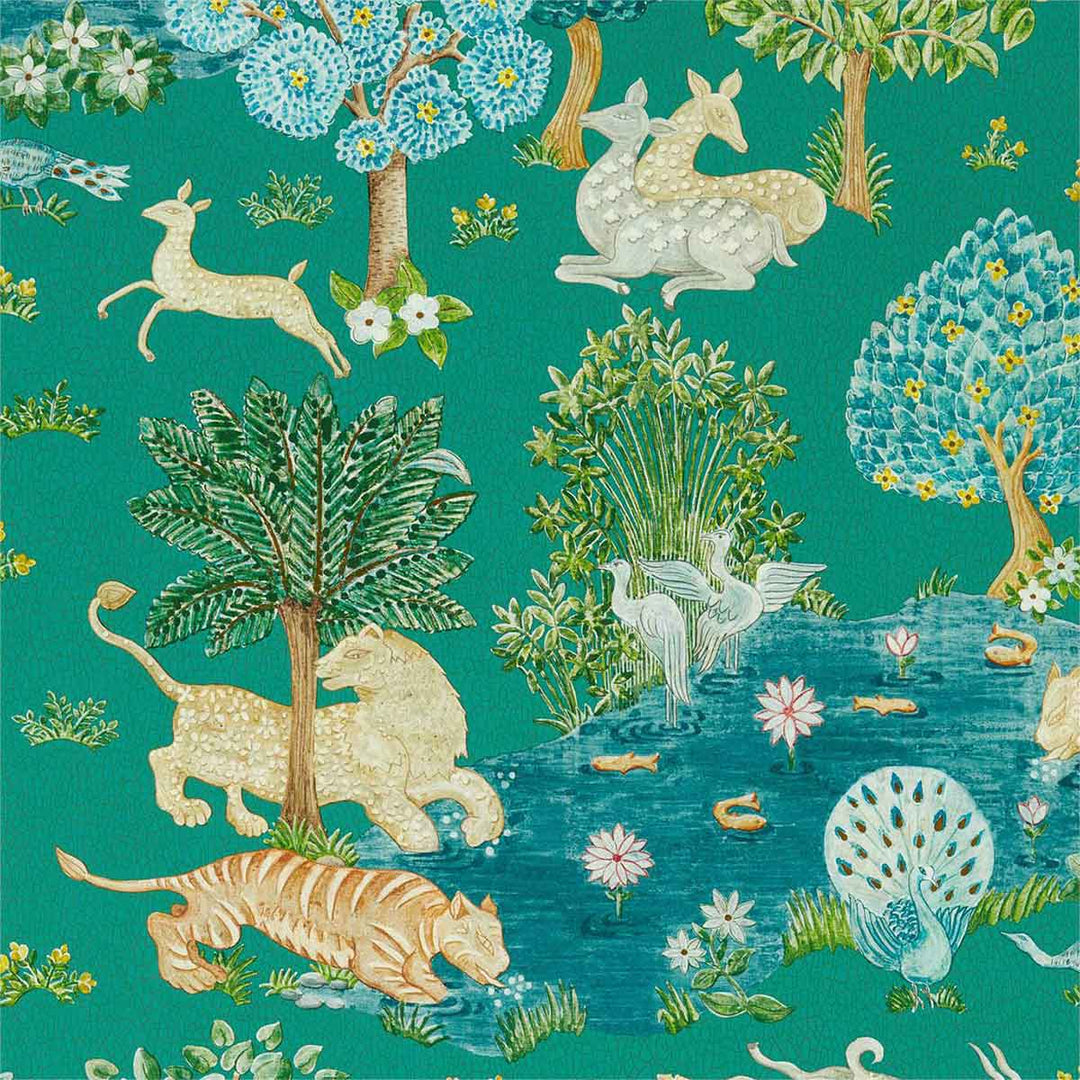 Pamir Garden Teal & Peacock Wallpaper by Sanderson - 216765 | Modern 2 Interiors